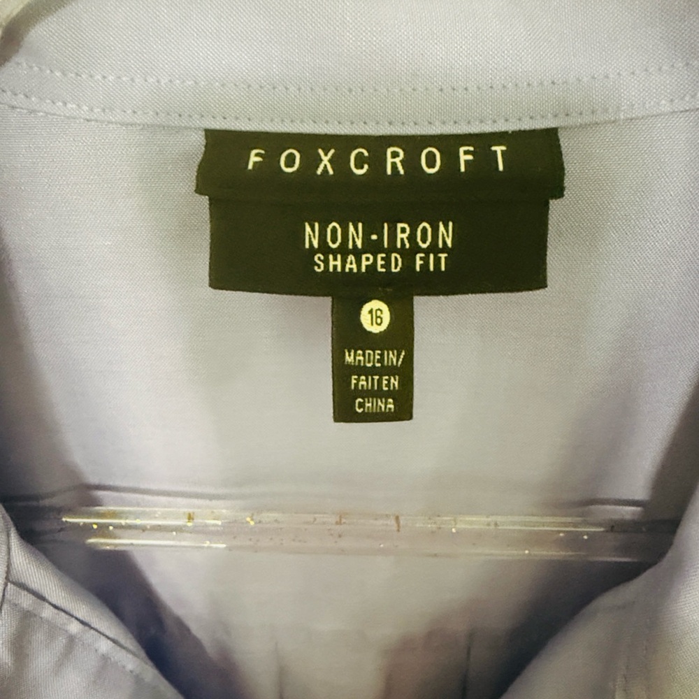 Foxcroft Periwinkle blue Button-Down Shirt with Three Faux Buttons - Picture 2 of 3